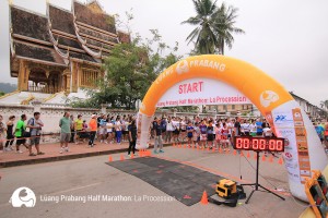 Luang Prabang Half Marathon Start/Finish line, moments before the starting gun...